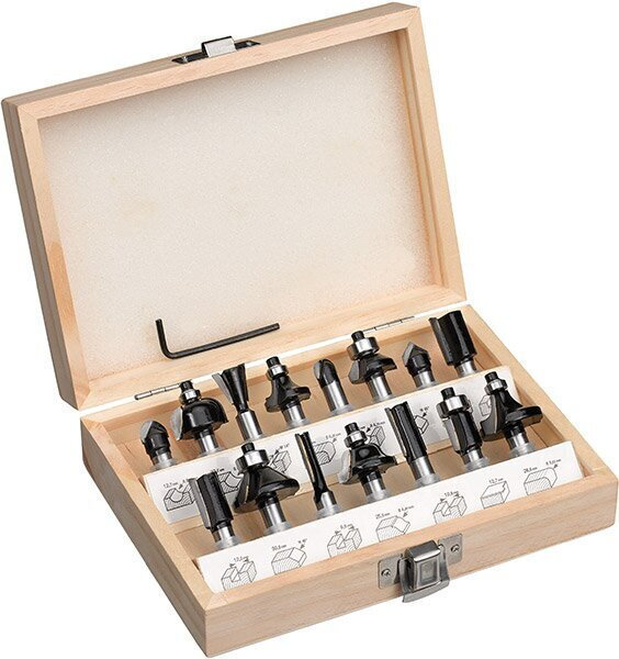 15-dílná sada fréz na dřevo KWB